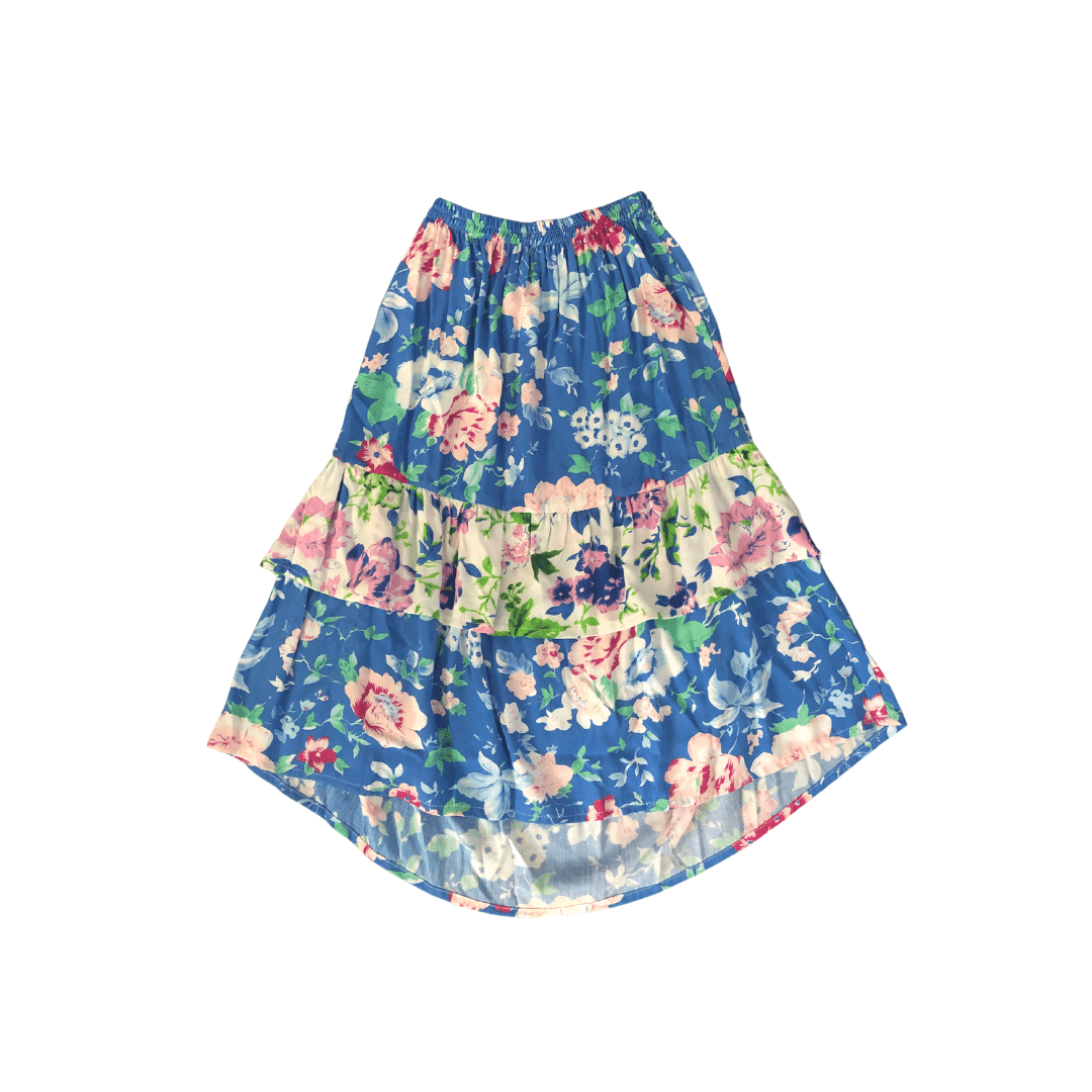 Cabe Skirt in Blue & White Floral - Indigo Kids