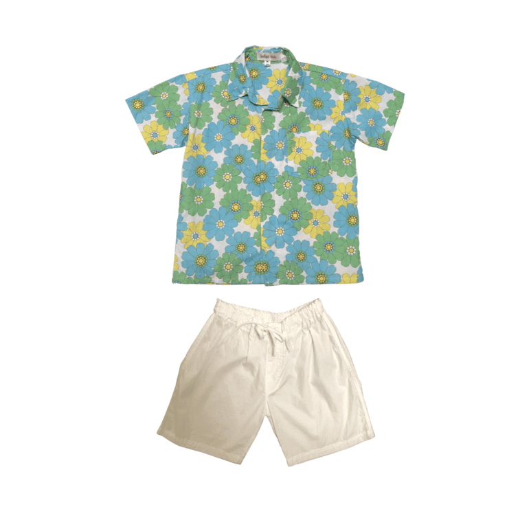 Marc Set in Blue Flower Power - Indigo Kids