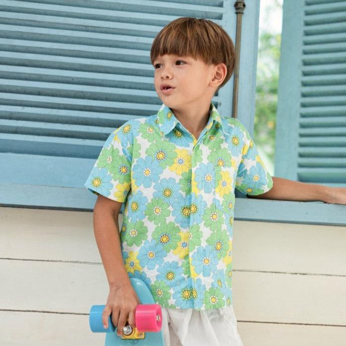 Marc Set in Blue Flower Power - Indigo Kids