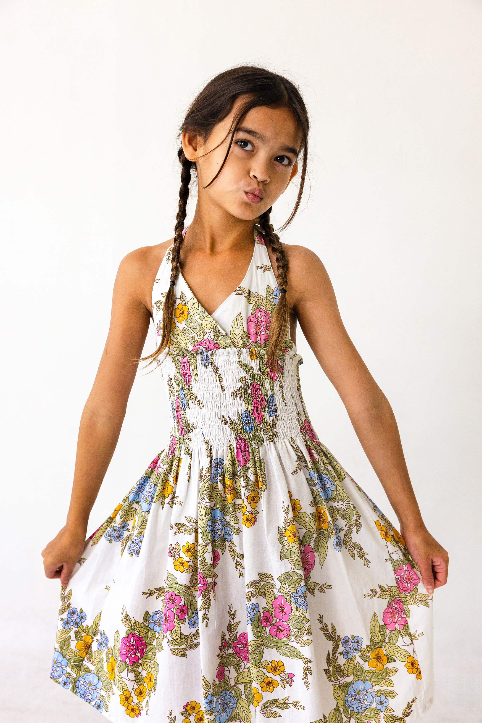 INDIGO KIDS | Girl Dresses | Halter Sherring Dress in Karolina