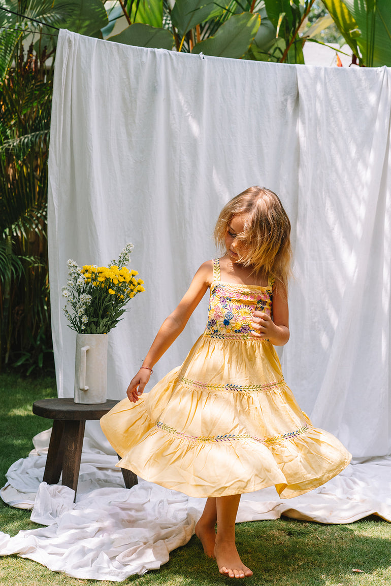 INDIGO KIDS | Girl Dresses | Savike Dress in Butter Yellow Indigo Kids INDIGO KIDS | Girl Dresses | Savike Dress in Butter Yellow Indigo Kids