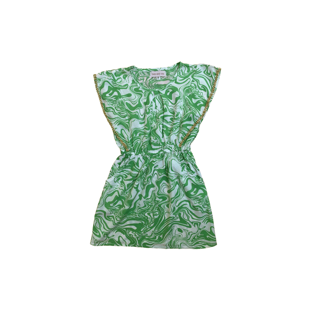 Akupu Dress in Green Swirl - Indigo Kids