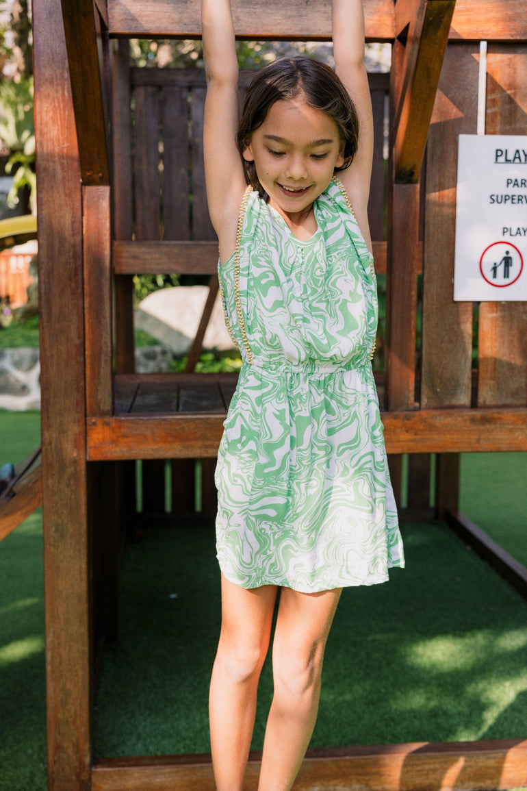 Akupu Dress in Green Swirl - Indigo Kids