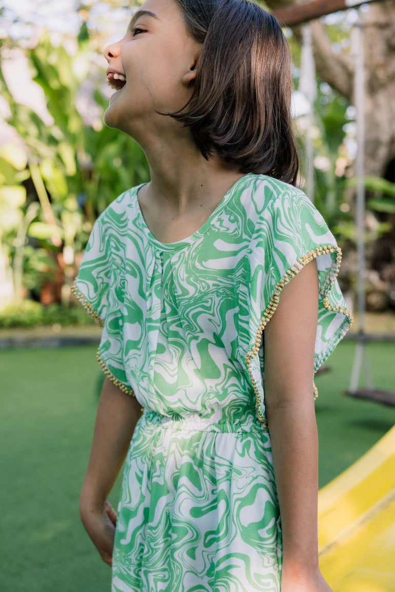 Akupu Dress in Green Swirl - Indigo Kids