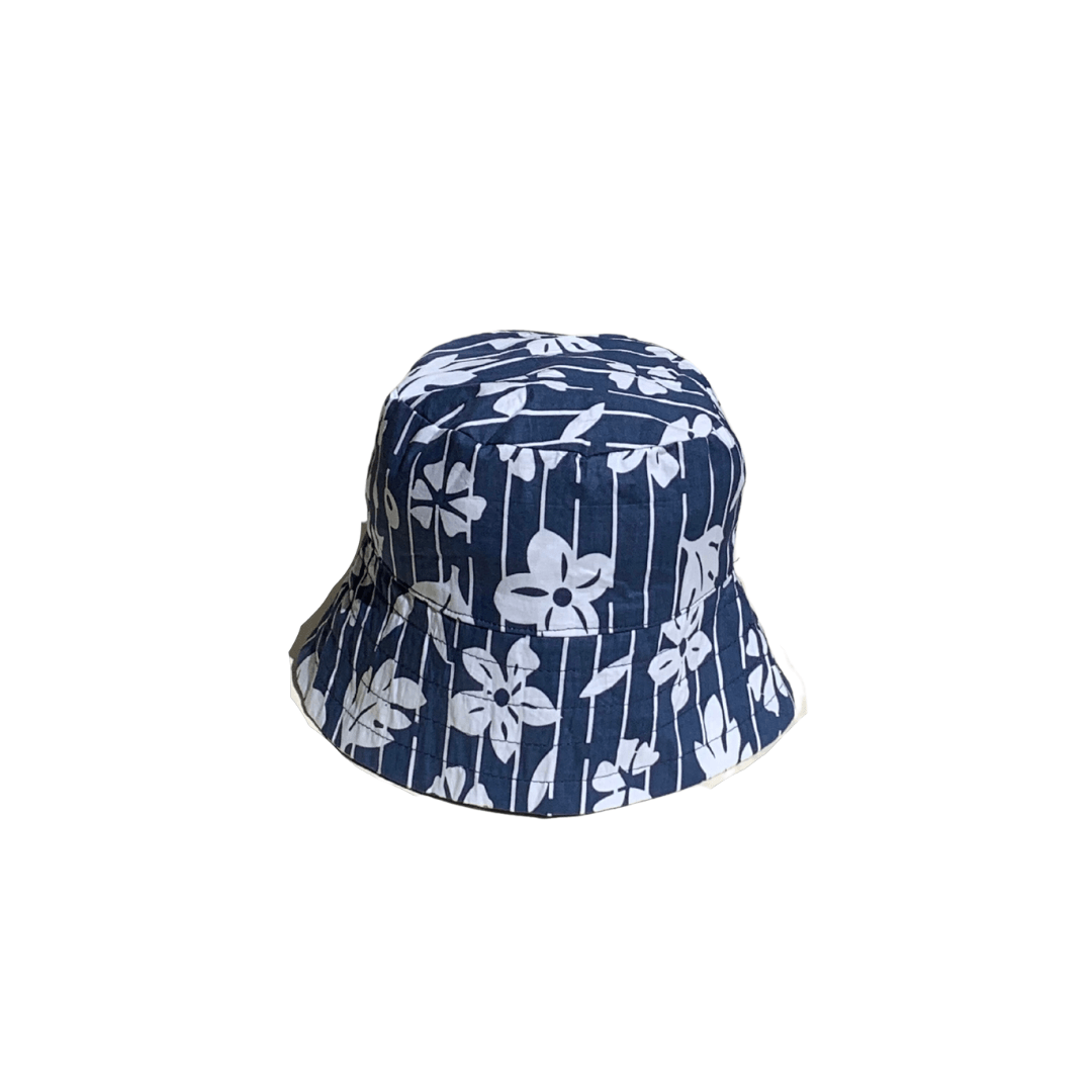 Bobbie Hat in Navy Floral Stripe - Indigo Kids