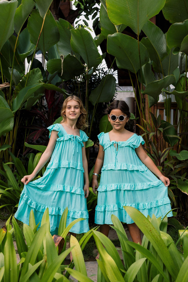 Carol Maxi Dress in Aqua Maureen - Indigo Kids