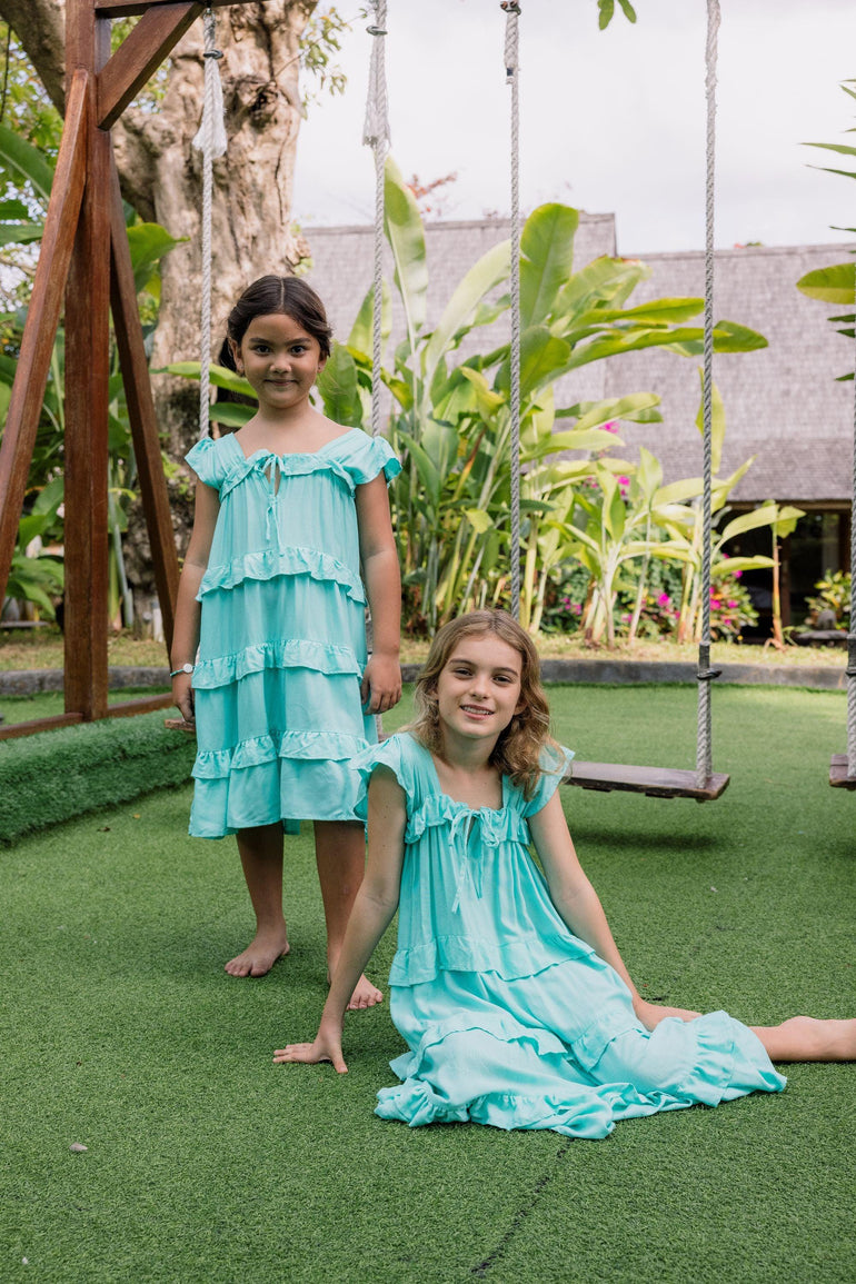 Carol Maxi Dress in Aqua Maureen - Indigo Kids