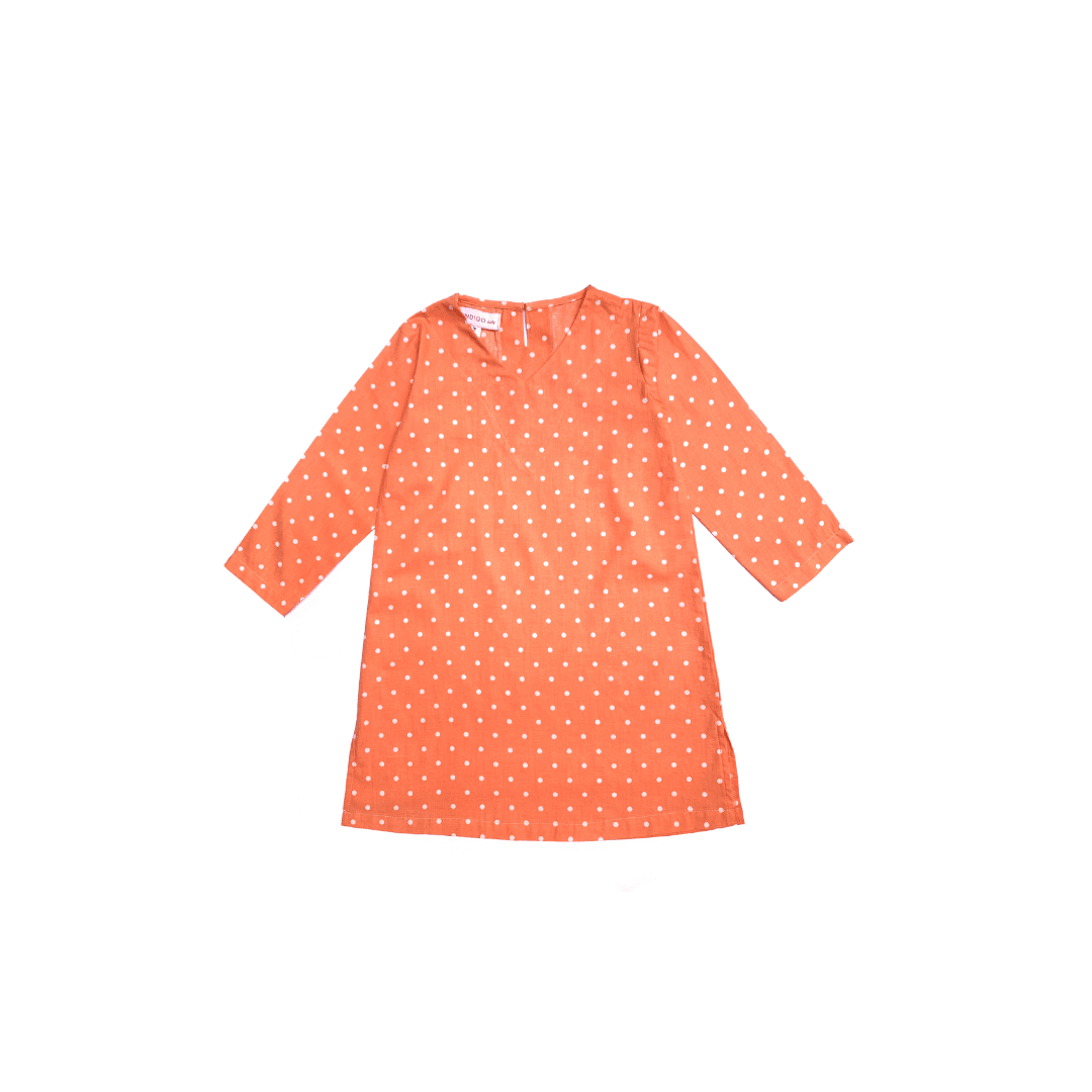 Dixie Dress in Polkadot Coral - Indigo Kids