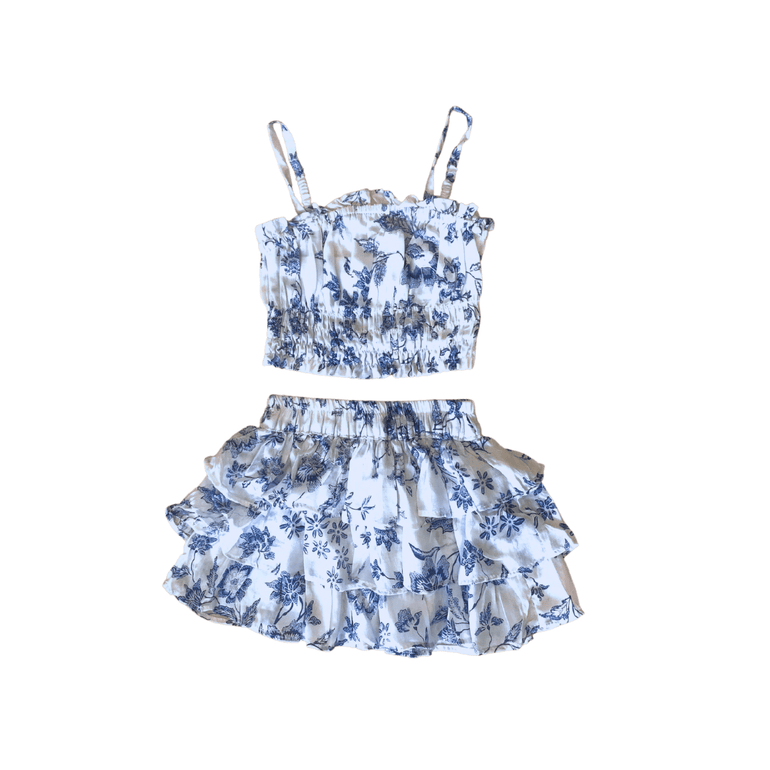 Sparkly Set in Blue Floral - Indigo Kids