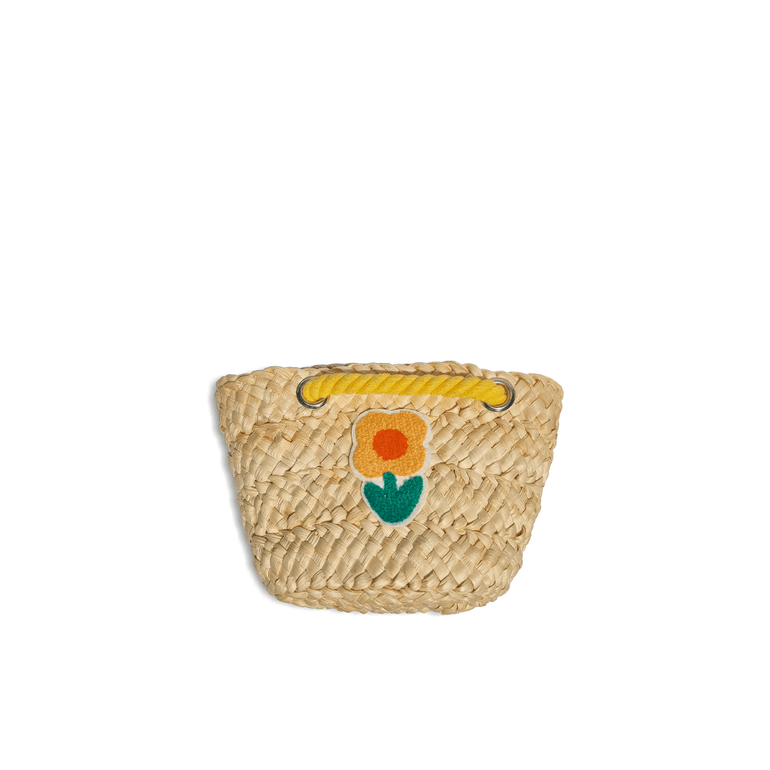 Straw Bag With Flower Aplication - Indigo Kids