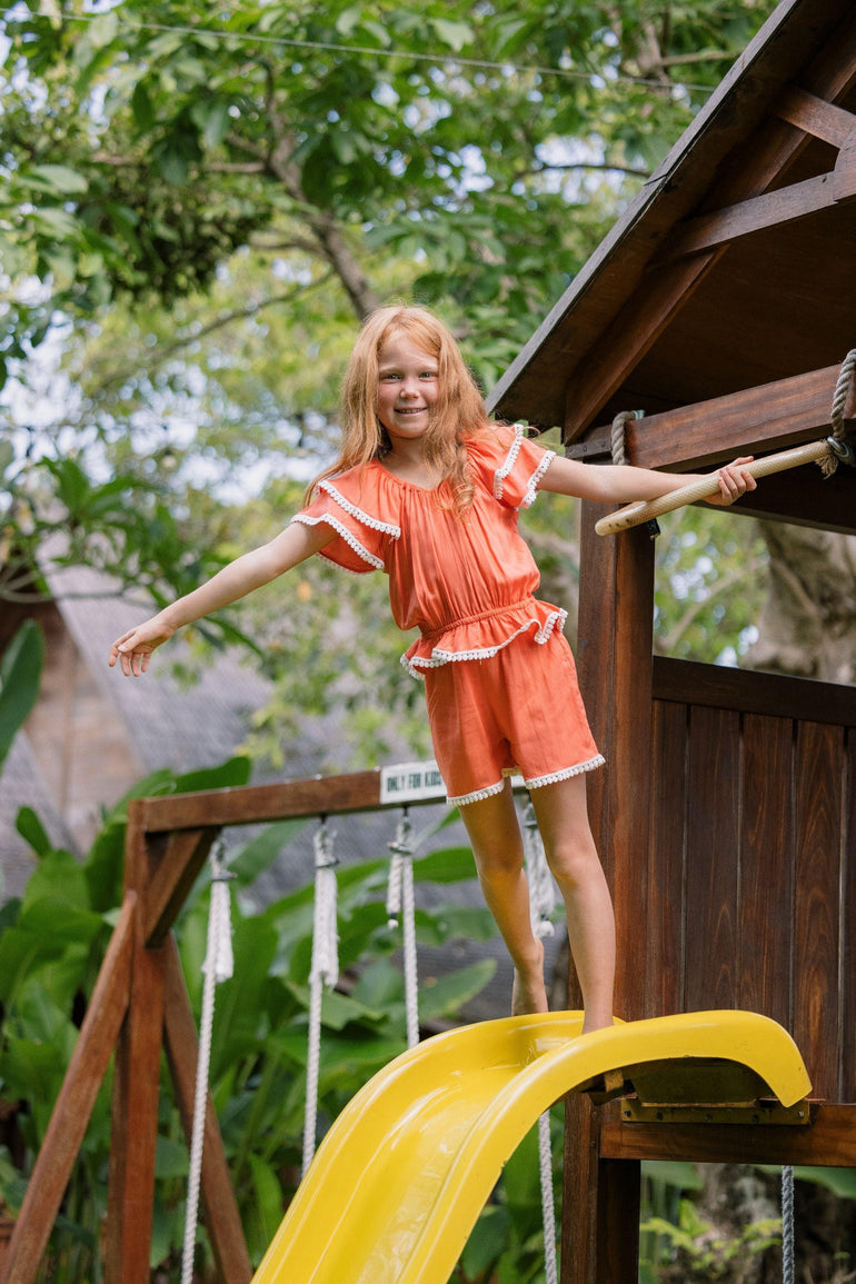 Yulita Romper in Coral - Indigo Kids