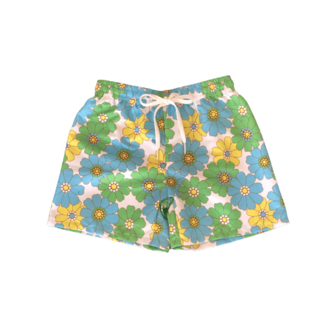 Benny Boardshorts in Blue Flower Power - Indigo Kids