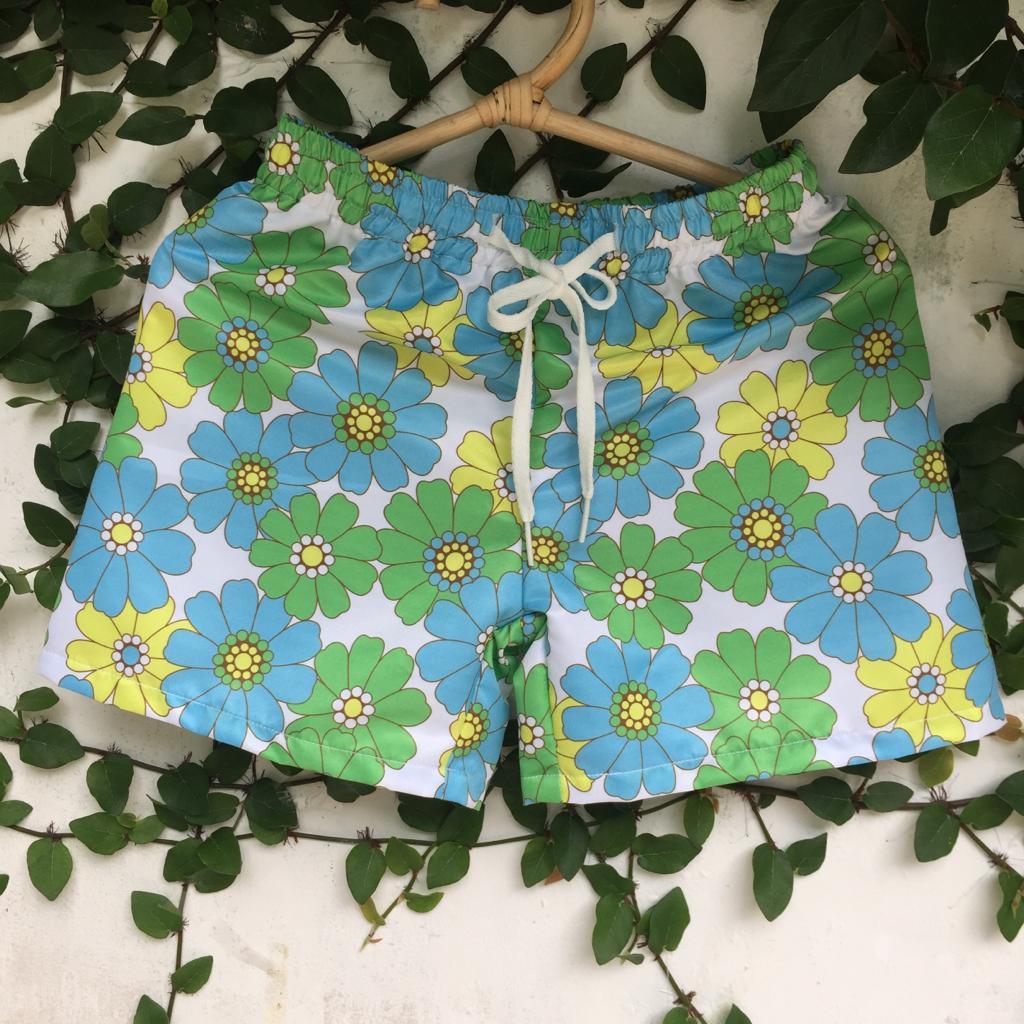 Benny Boardshorts in Blue Flower Power - Indigo Kids