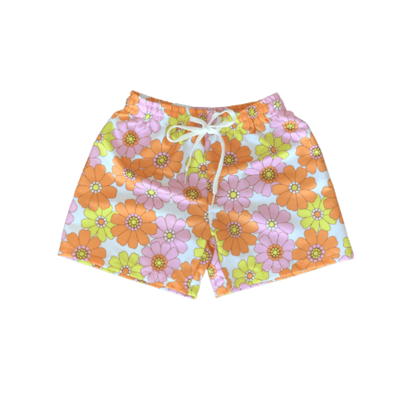 Benny Boardshorts in Pink Flower Power - Indigo Kids