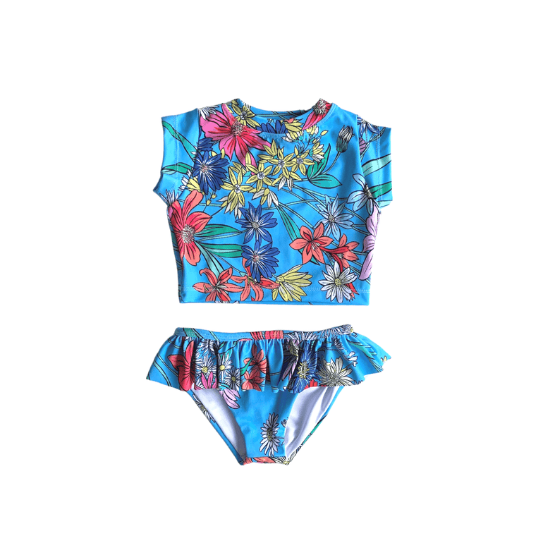 Bikini Ruffel Bottom in Blue Lili Floral - Indigo Kids