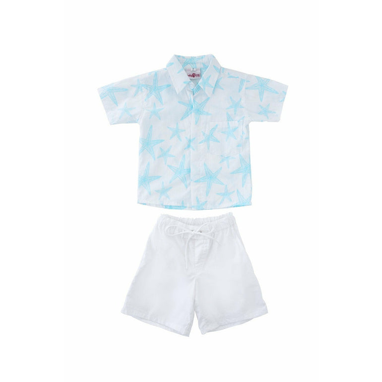 Brandon Set in Aqua Starfish - Indigo Kids