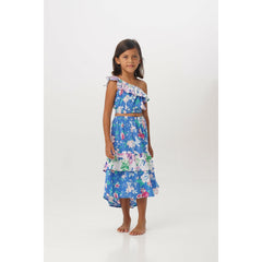 Cabe Skirt in Blue & White Floral - Indigo Kids