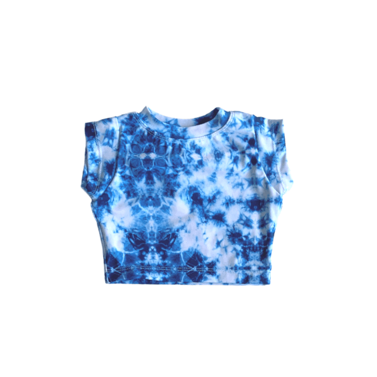 Crop Rash Top Navy Tiedye - Indigo Kids