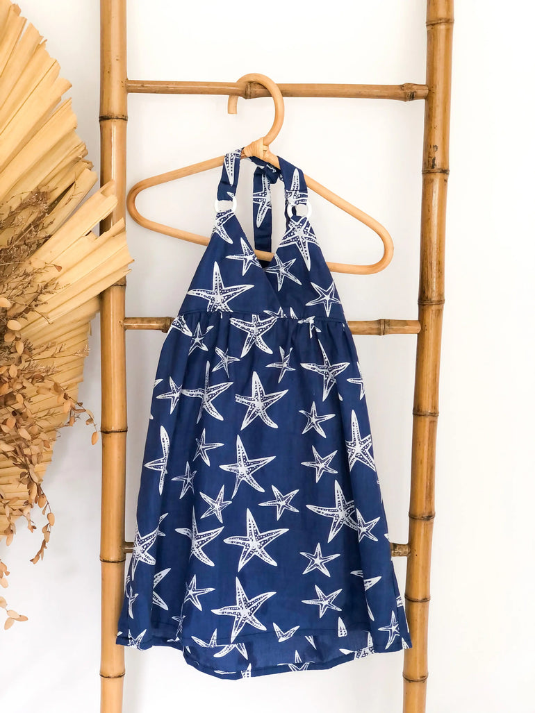 Dhea Dress in White Starfish - Indigo Kids