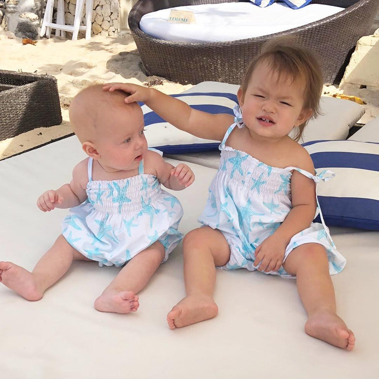 Elya Romper in Aqua Starfish - Indigo Kids