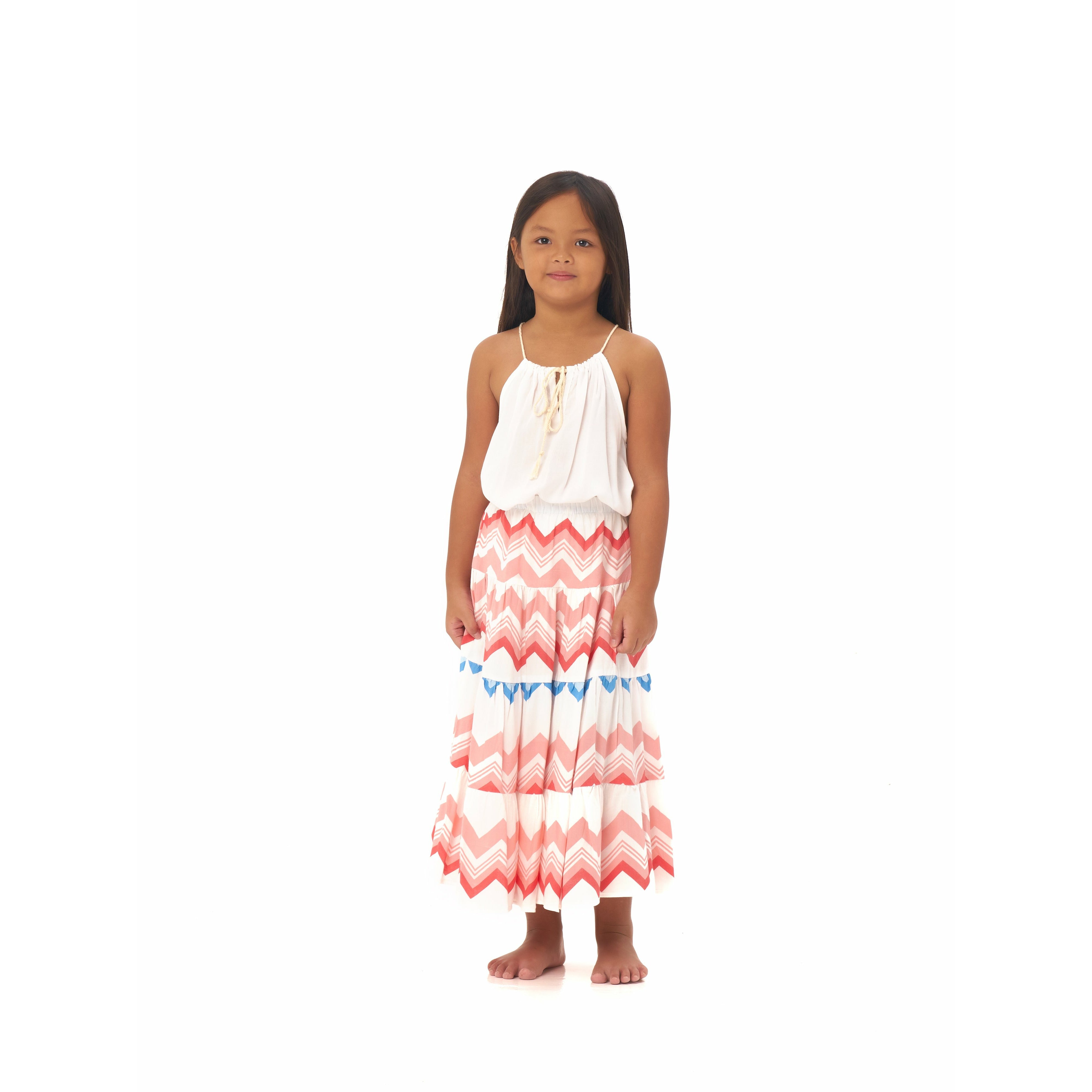 Festival Skirt in Colorful Chevron - Indigo Kids