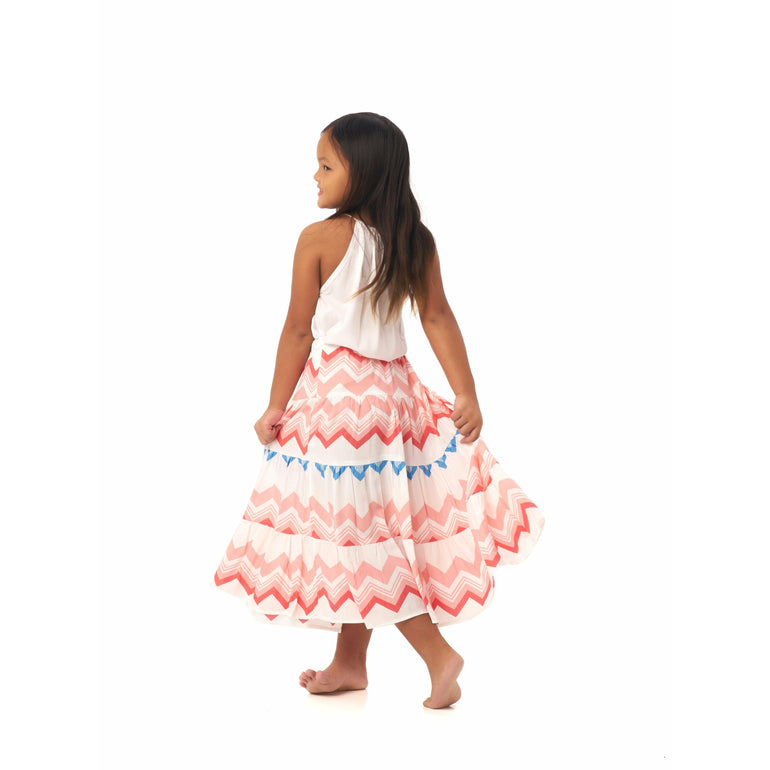 Festival Skirt in Colorful Chevron - Indigo Kids