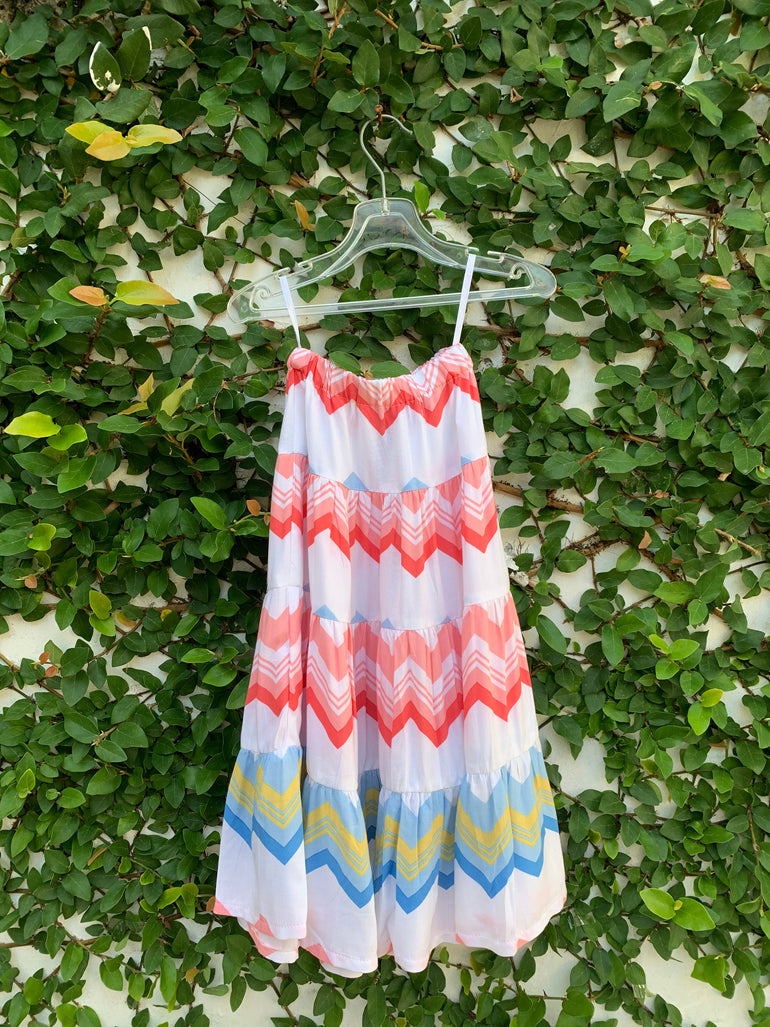 Festival Skirt in Colorful Chevron - Indigo Kids