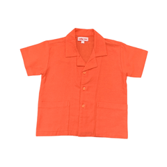 Geery Shirt in Orange Linen - Indigo Kids