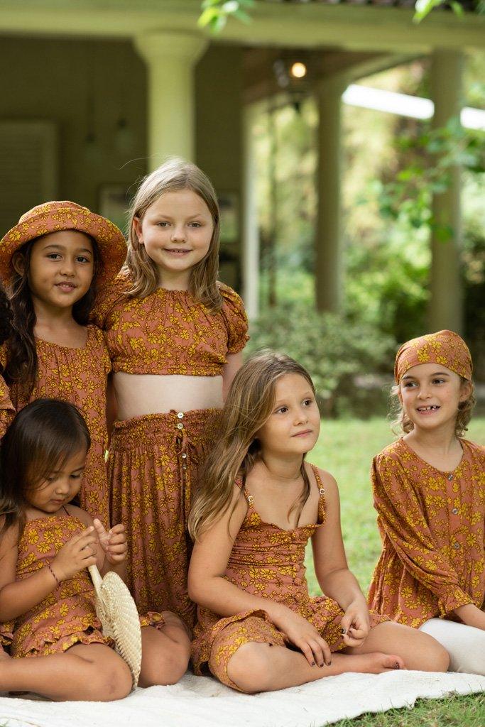 Heloise Midi Dress in Brown Fleur - Indigo Kids