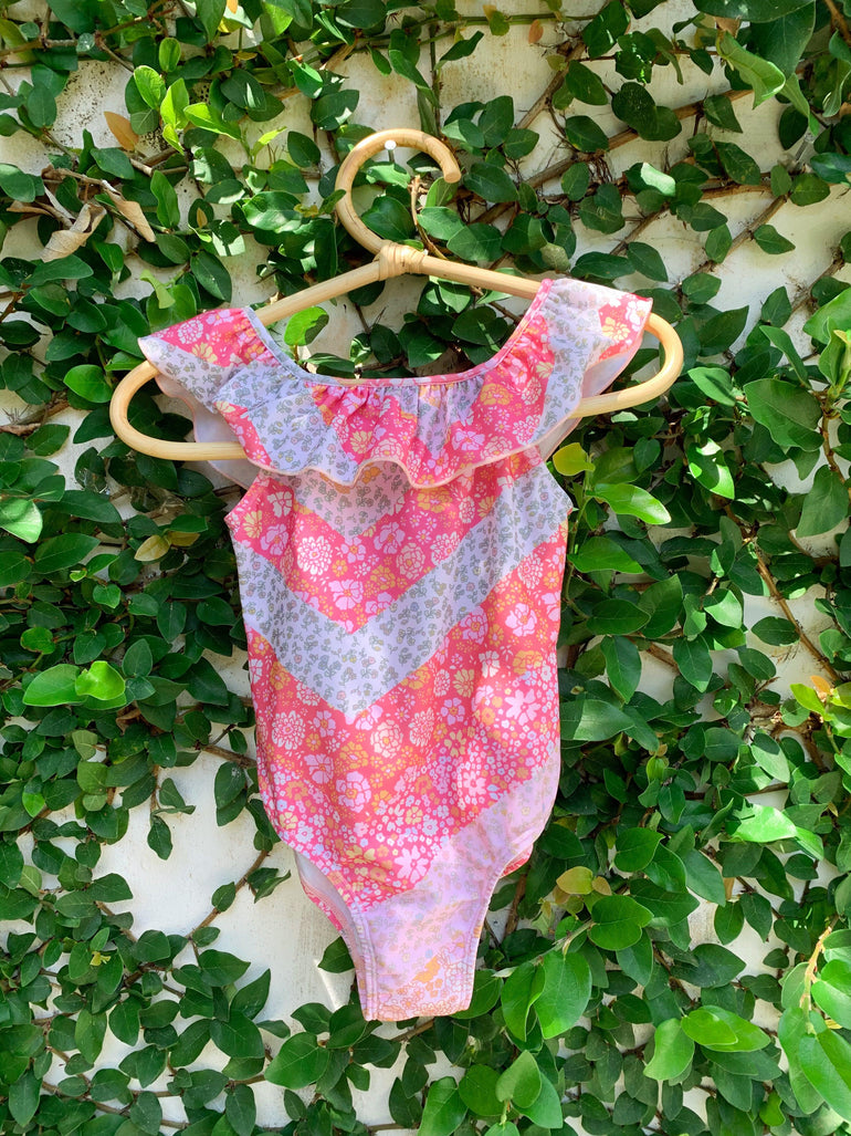 High Tide Swimwear in Zigzag Floral - Indigo Kids