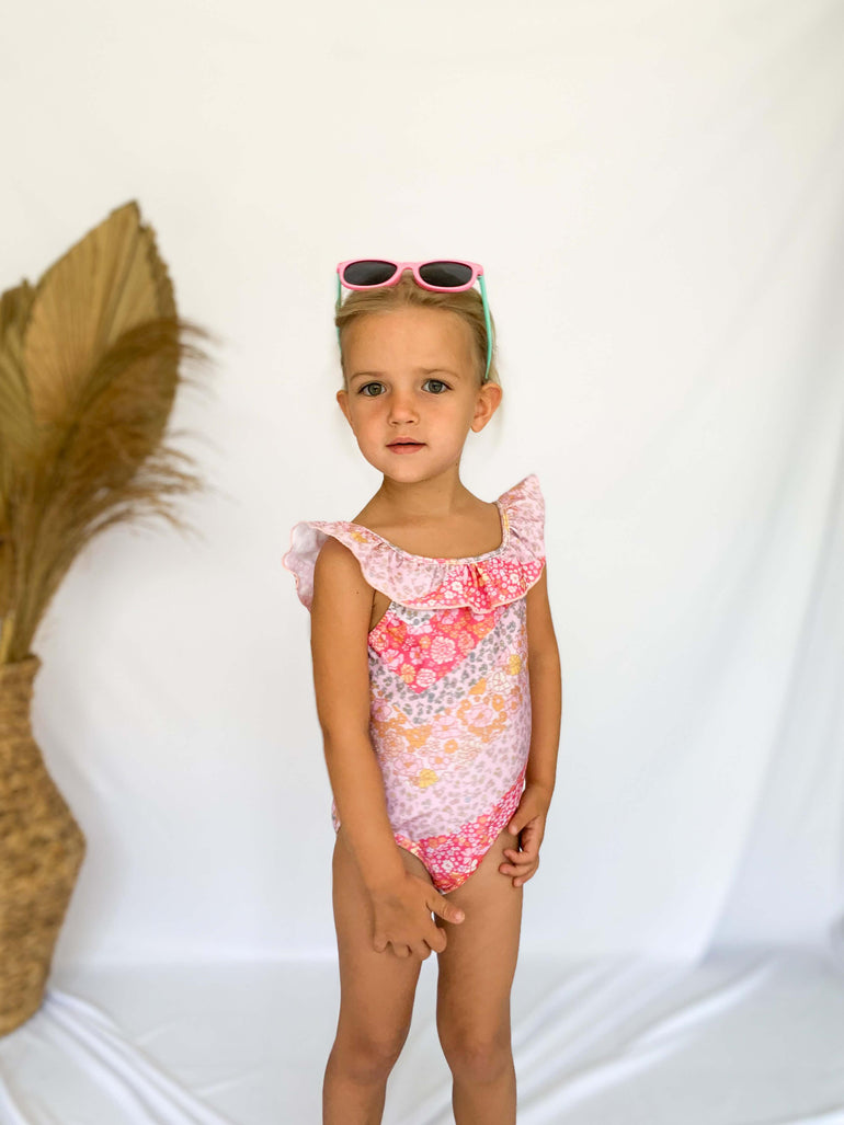 High Tide Swimwear in Zigzag Floral - Indigo Kids