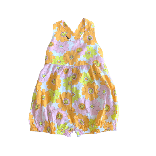 Jackie Romper in Pink Flower Power - Indigo Kids