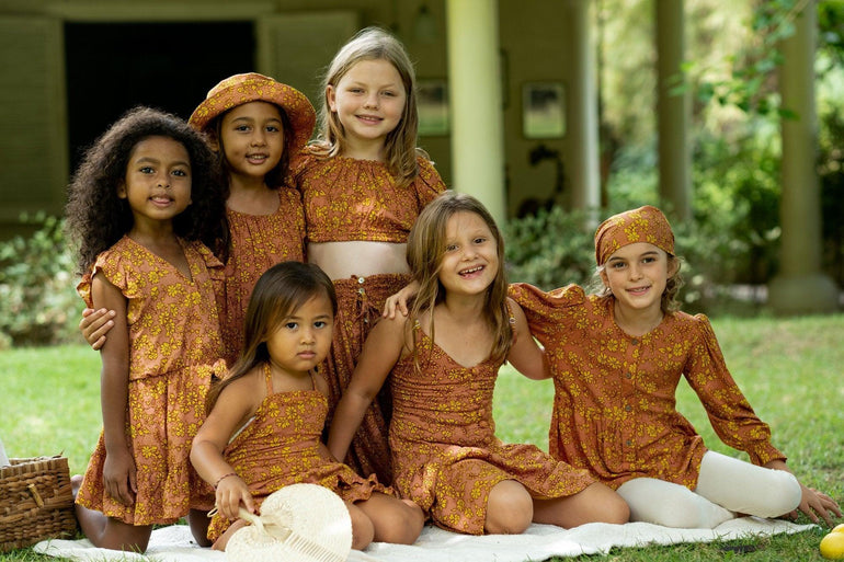 Jeanne Dress in Brown Fleur - Indigo Kids