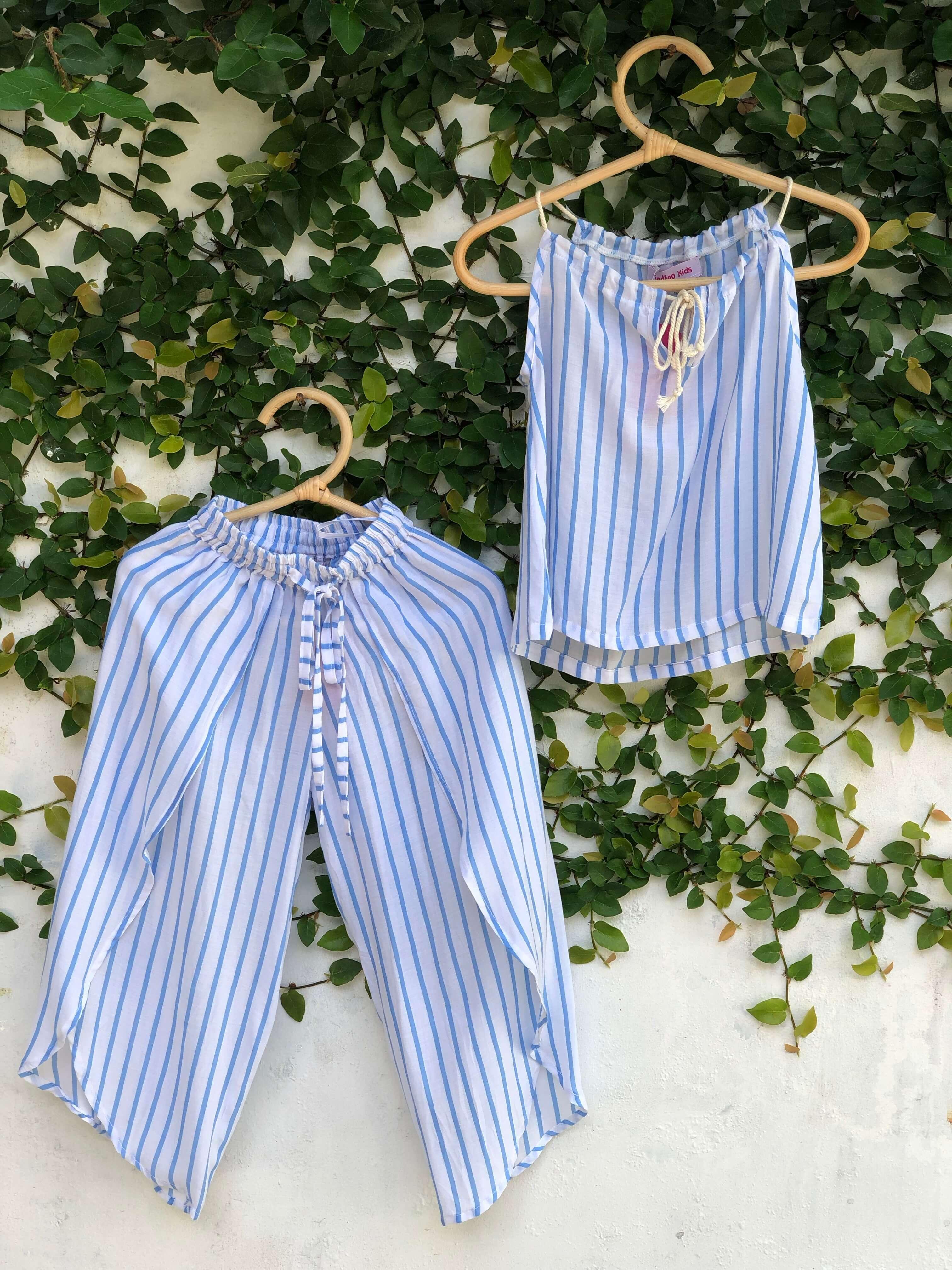 Kelsi Pants in Blue Stripes - Indigo Kids