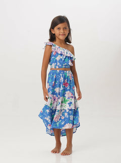 Kunyit Top in Blue & White Floral - Indigo Kids