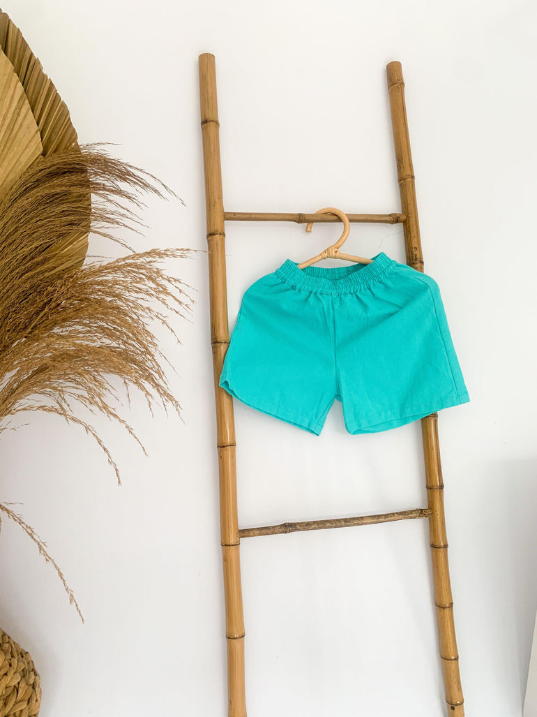 Louise Shorts in Aqua Linen - Indigo Kids