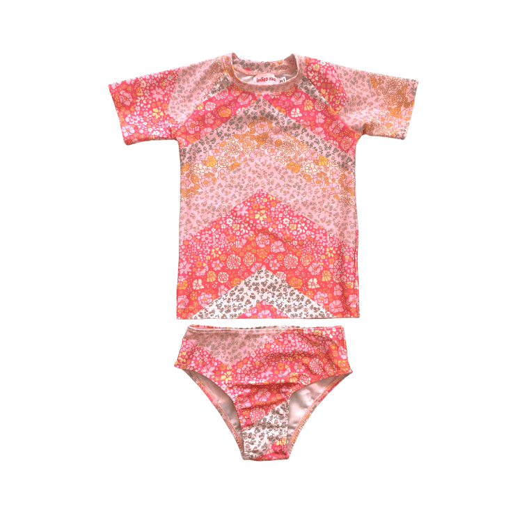 Malibu Rashie in Zigzag Floral - Indigo Kids