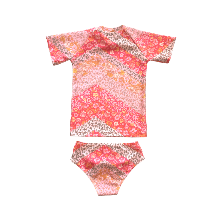 Malibu Rashie in Zigzag Floral - Indigo Kids