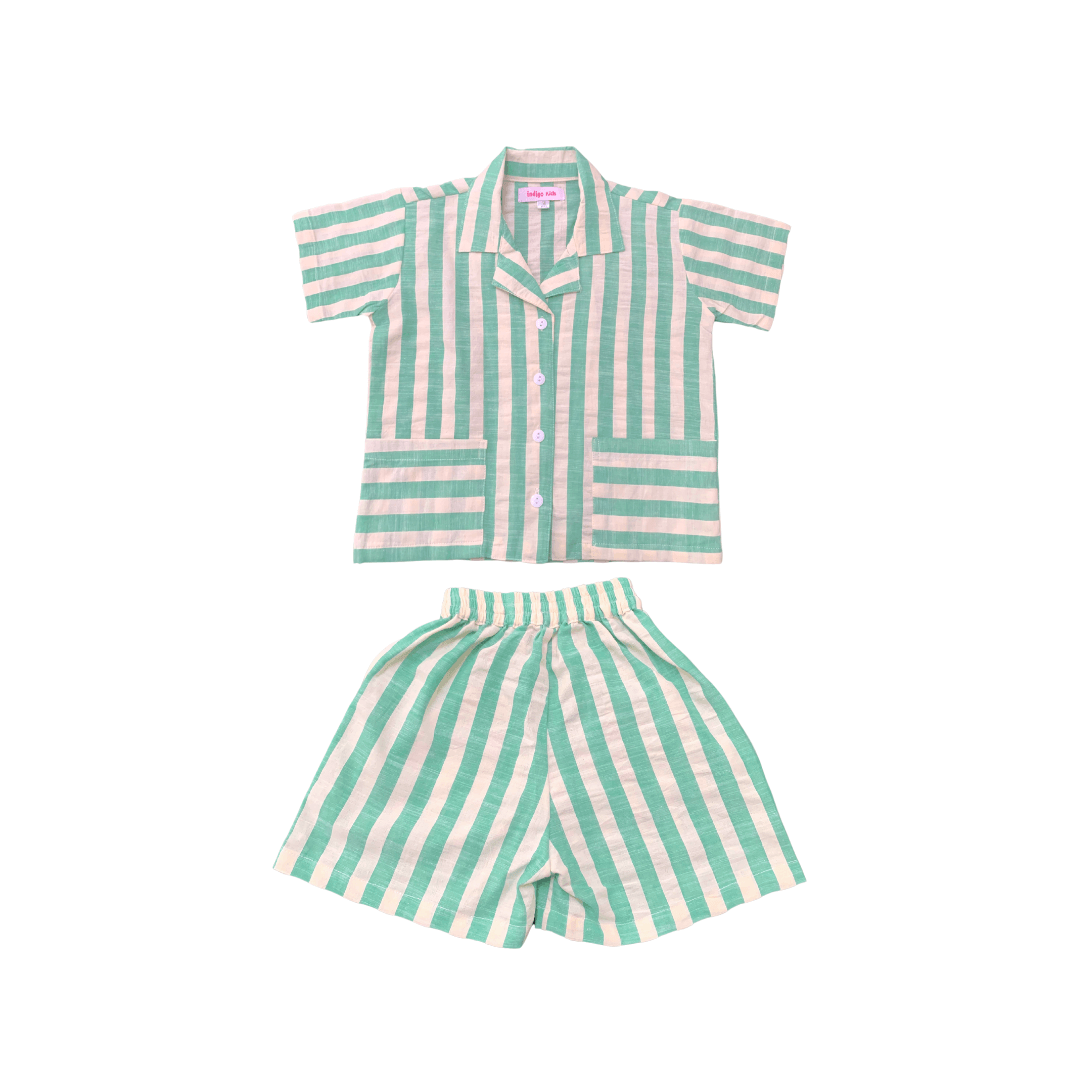 Malmo Sets in Green Stripes - Indigo Kids