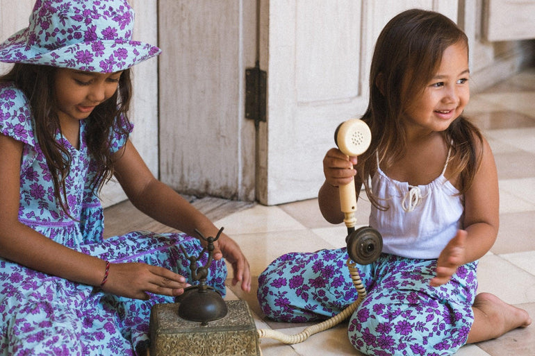 Manon Maxi Dress in Blue Fleur - Indigo Kids