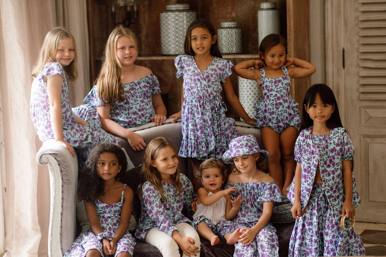 Manon Maxi Dress in Blue Fleur - Indigo Kids