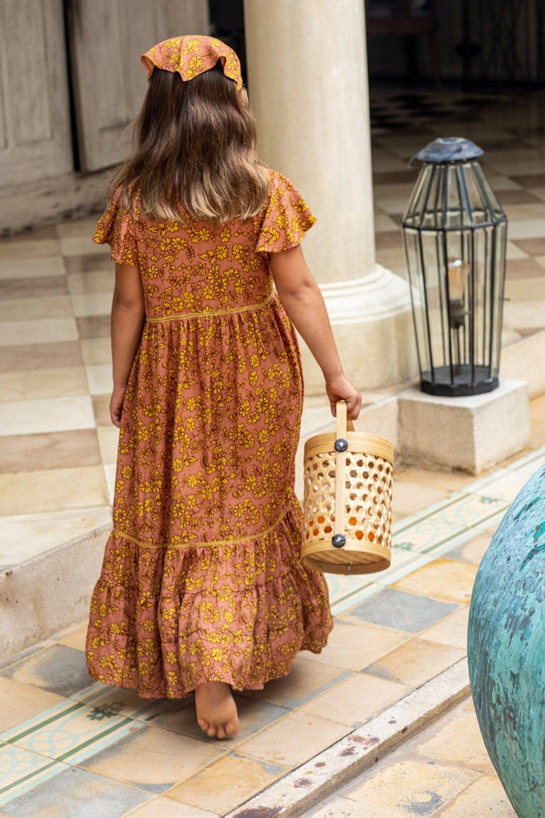 Manon Maxi Dress in Brown Fleur - Indigo Kids