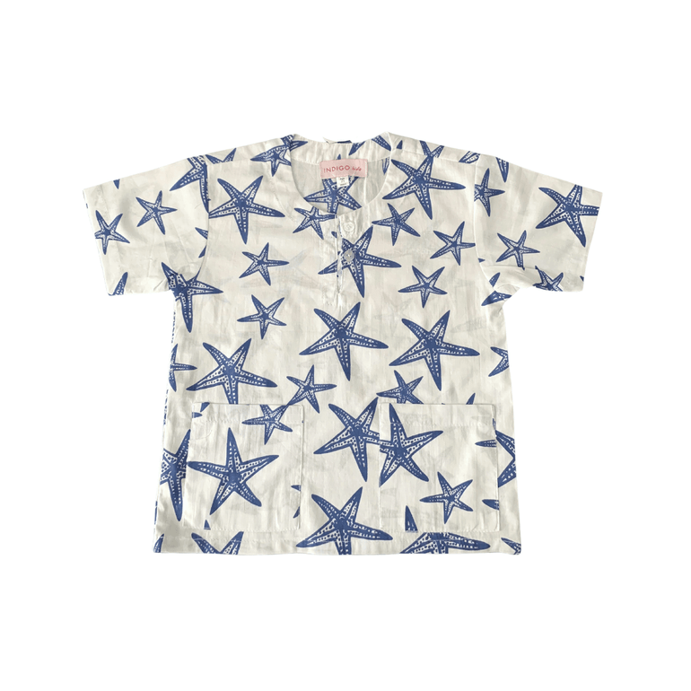 Mark Top in Navy Starfish - Indigo Kids