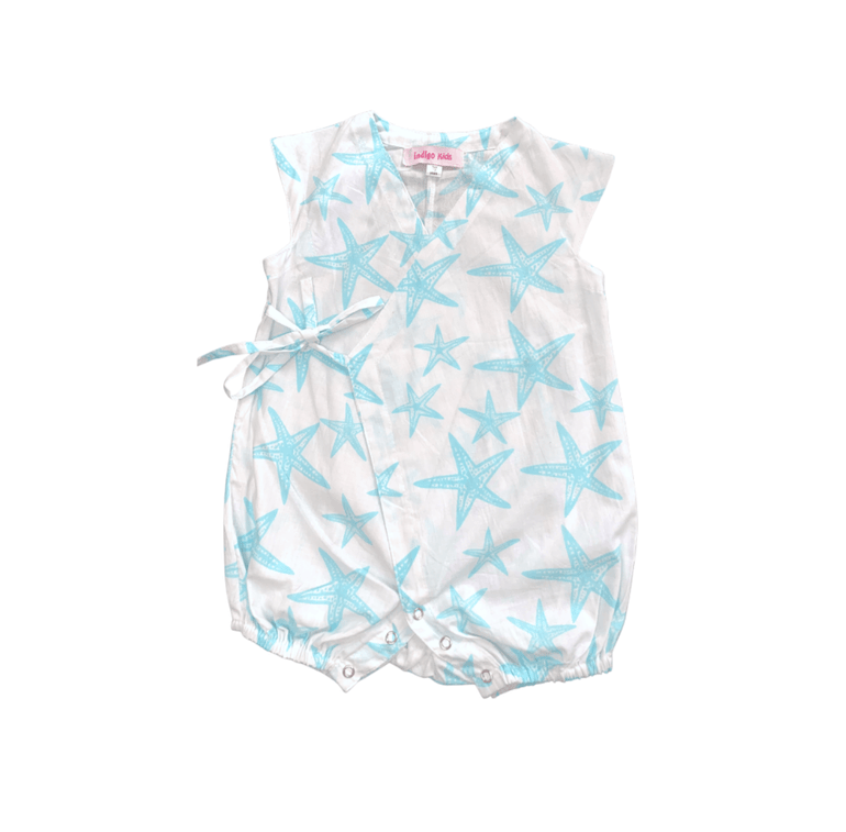 Perlin Romper in Aqua Starfish - Indigo Kids