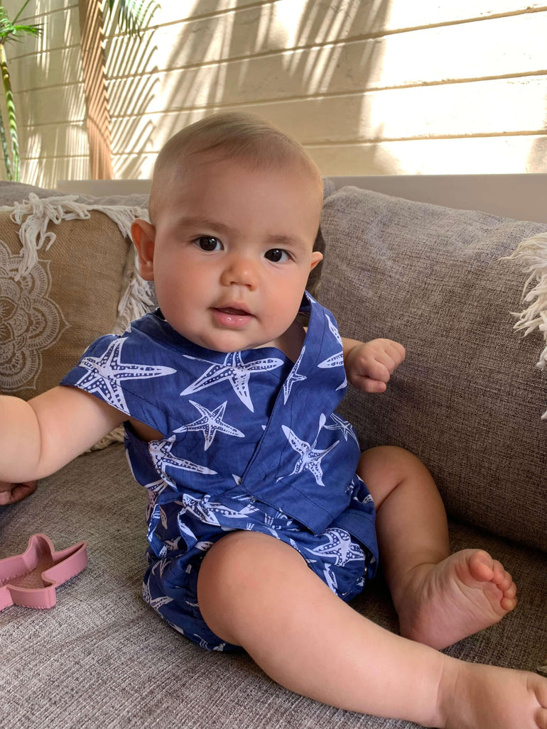 Perlin Romper in White Starfish - Indigo Kids