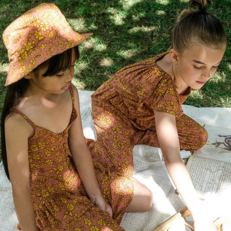 Romane Jumpsuits in Brown Fleur - Indigo Kids