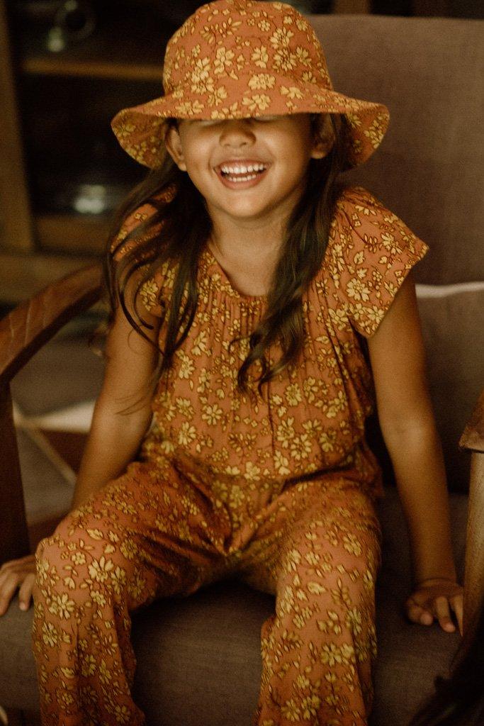 Romane Jumpsuits in Brown Fleur - Indigo Kids