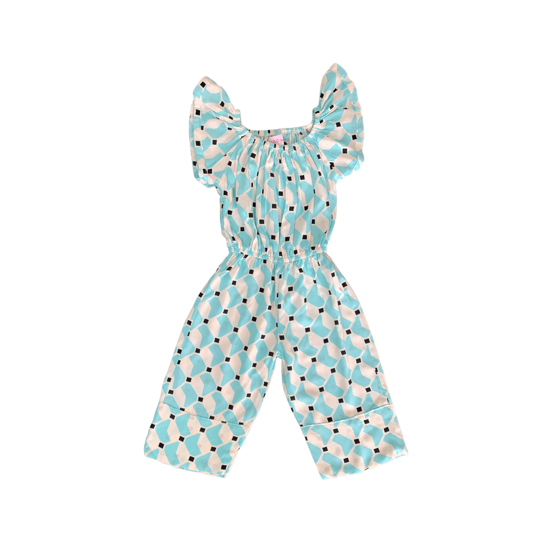 Sasha Jumpsuits in Aqua Scoop - Indigo Kids