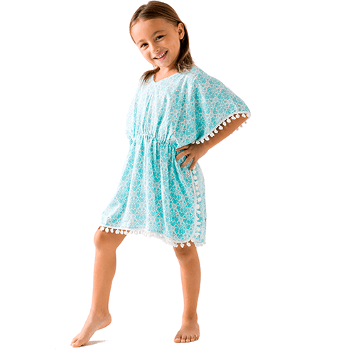 Shizuka Dress in Aqua Kinza - Indigo Kids