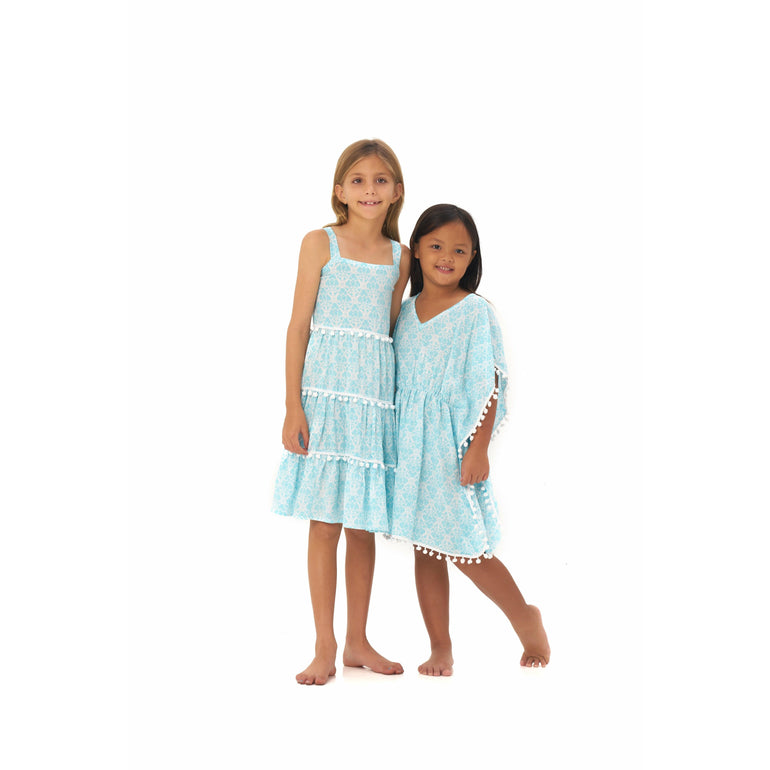Shizuka Dress in Aqua Kinza - Indigo Kids